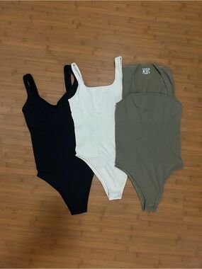 Ribbed Bodysuit Bundle - Black, White & Olive